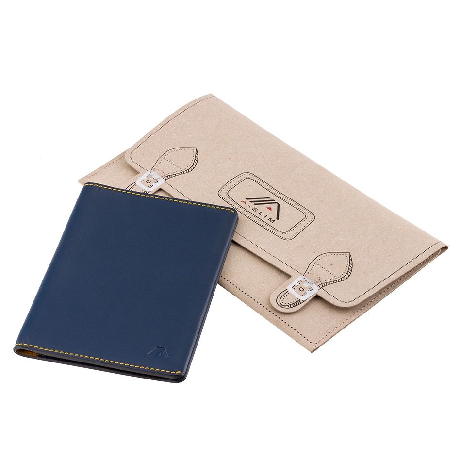 A-SLIM Leather Passport Holder Hoshi - Blue/Yellow